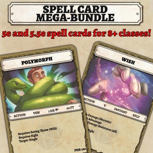 Mega Bundle (8+ Classes) Cartas de Magia para DND 5.5E - Texto Completo e Ilustrado! 5E 2014 e 5.5E 2024