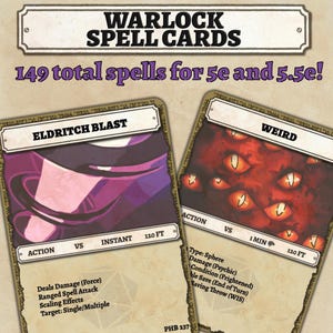 Cartes magiques de démoniste pour DND 5.5E - Texte intégral et illustré ! 5E 2014 et 5.5E 2024