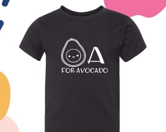 AVOCADO - graphic toddler kids youth t shirt| gender neutral| unisex| kawaii tee| foodie gift| free shipping| hipster kids tee| guacamole