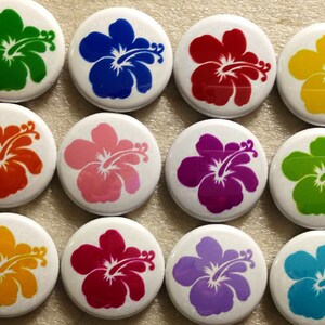 10pc Hawaiian Flower 1&quot; flatbacks. Pinbacks, flatbacks