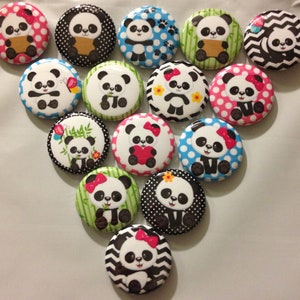 10pc Pandas 1&quot; flatbacks. Pinbacks, flatbacks