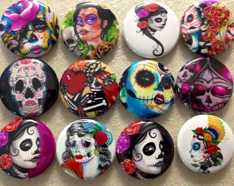 10pc Day of the Dead 1" flatbacks. Pinbacks, flatbacks
