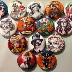 10pc Day of the Dead 1&quot; flatbacks. Pinbacks, flatbacks