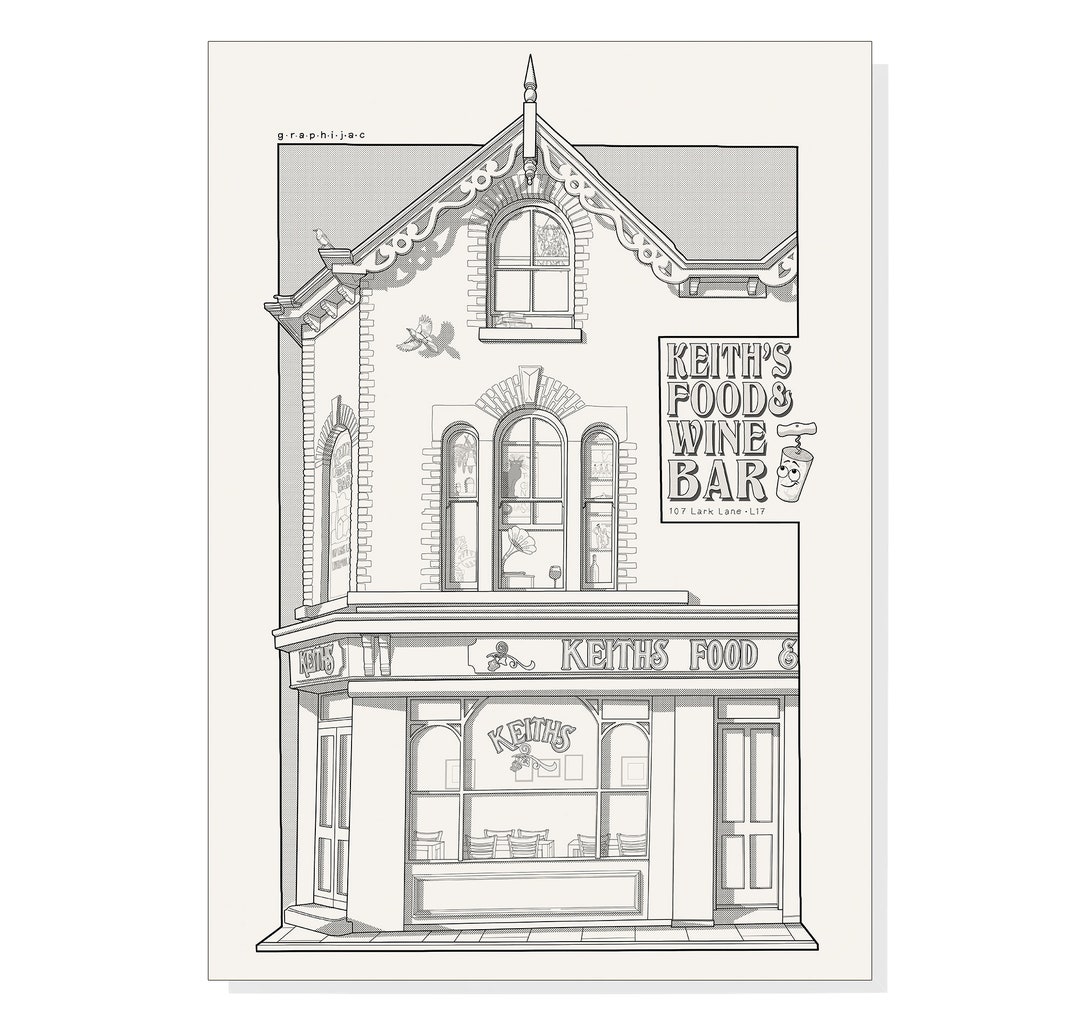 Keith's Food & Wine Bar Lark Lane Unframed Poster A5 A4 A3 A2 Wine Food
