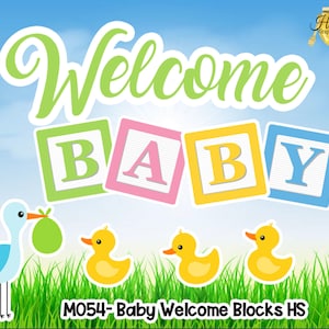 Welcome Baby, Blocks, Girl, Boy, Stork, rubber duck, Yard cards