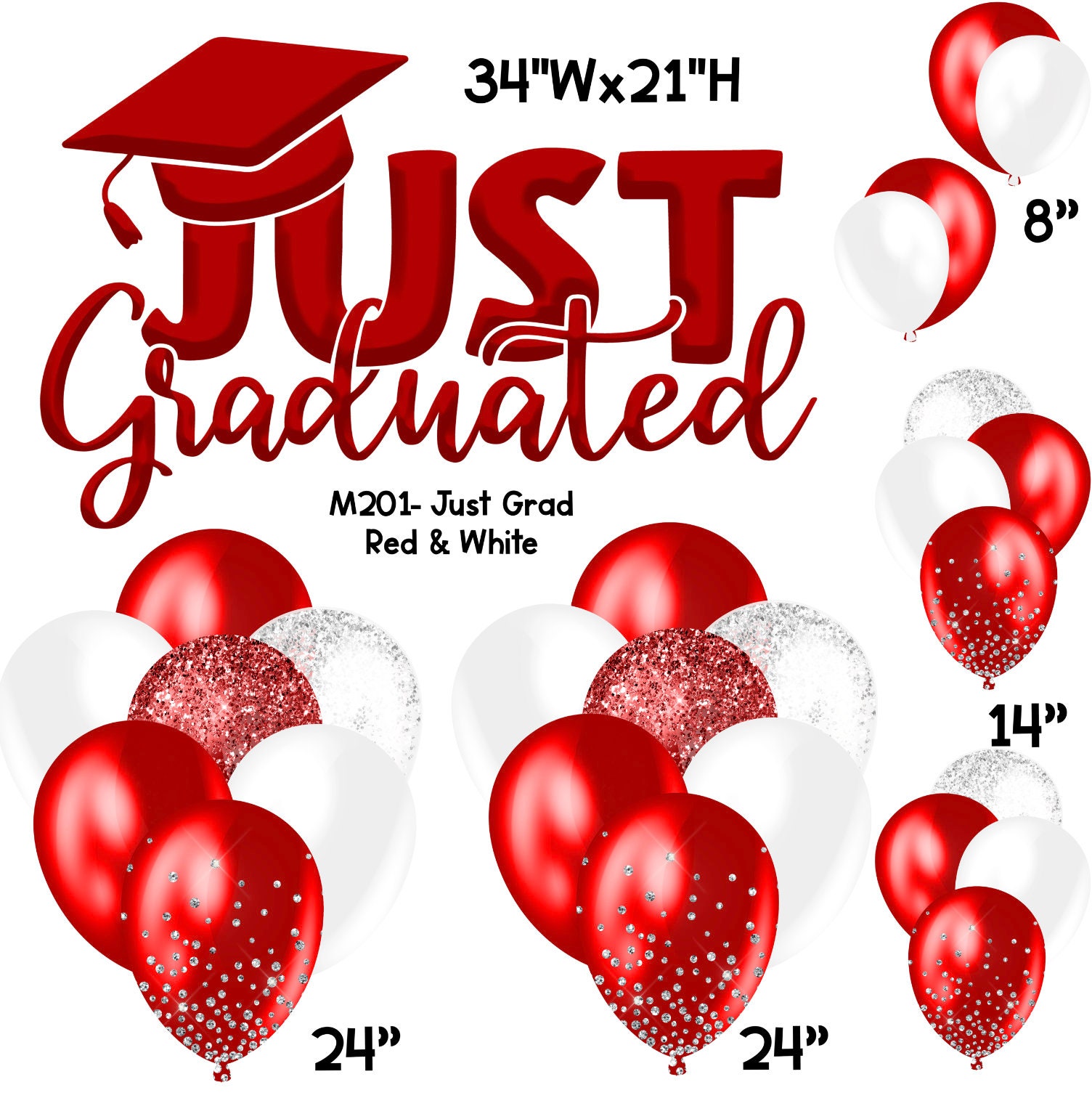 Red And White Graduation Centerpieces