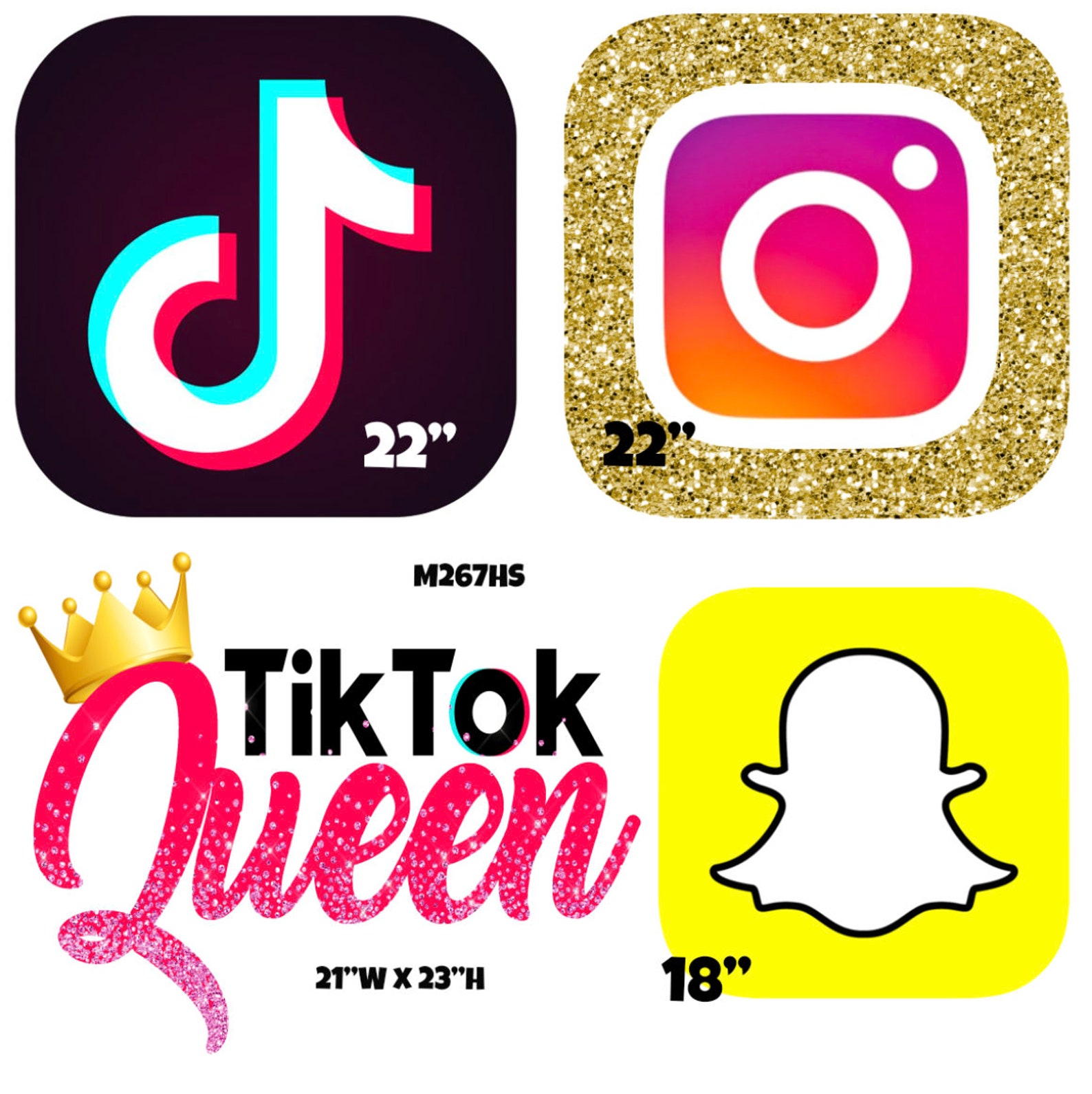 Tik Tok Snapchat Instagram Social Media M267HS - Etsy