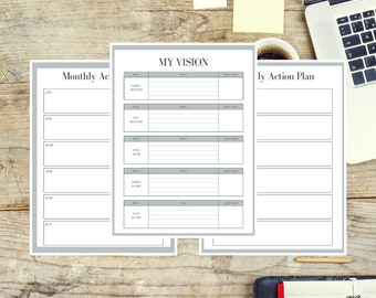 Vision and Action Plan Guide - Printable Action guide, Vision Guide Printable, Business Goals Printable