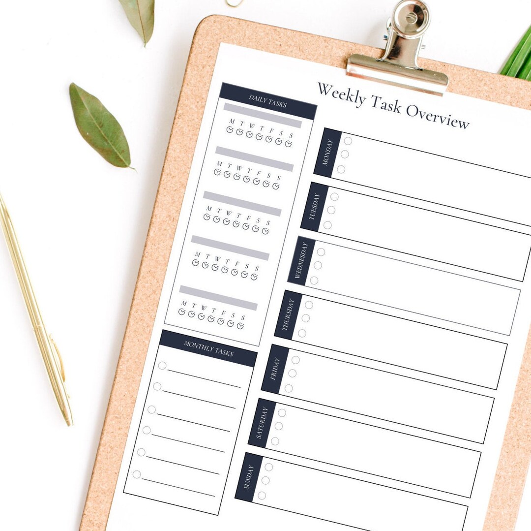 Weekly Task Overview Weekly Task Overview Printable - Etsy
