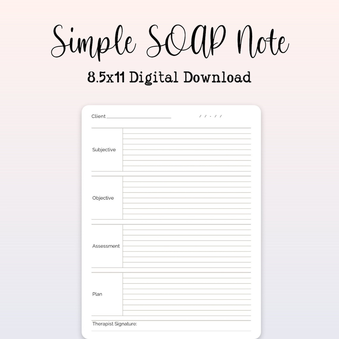 SOAP Note Template * Simple Therapy Note * Counselor Note * Progress SOAP Note Template * Simple Therapy Note * Counselor Note * Progress
