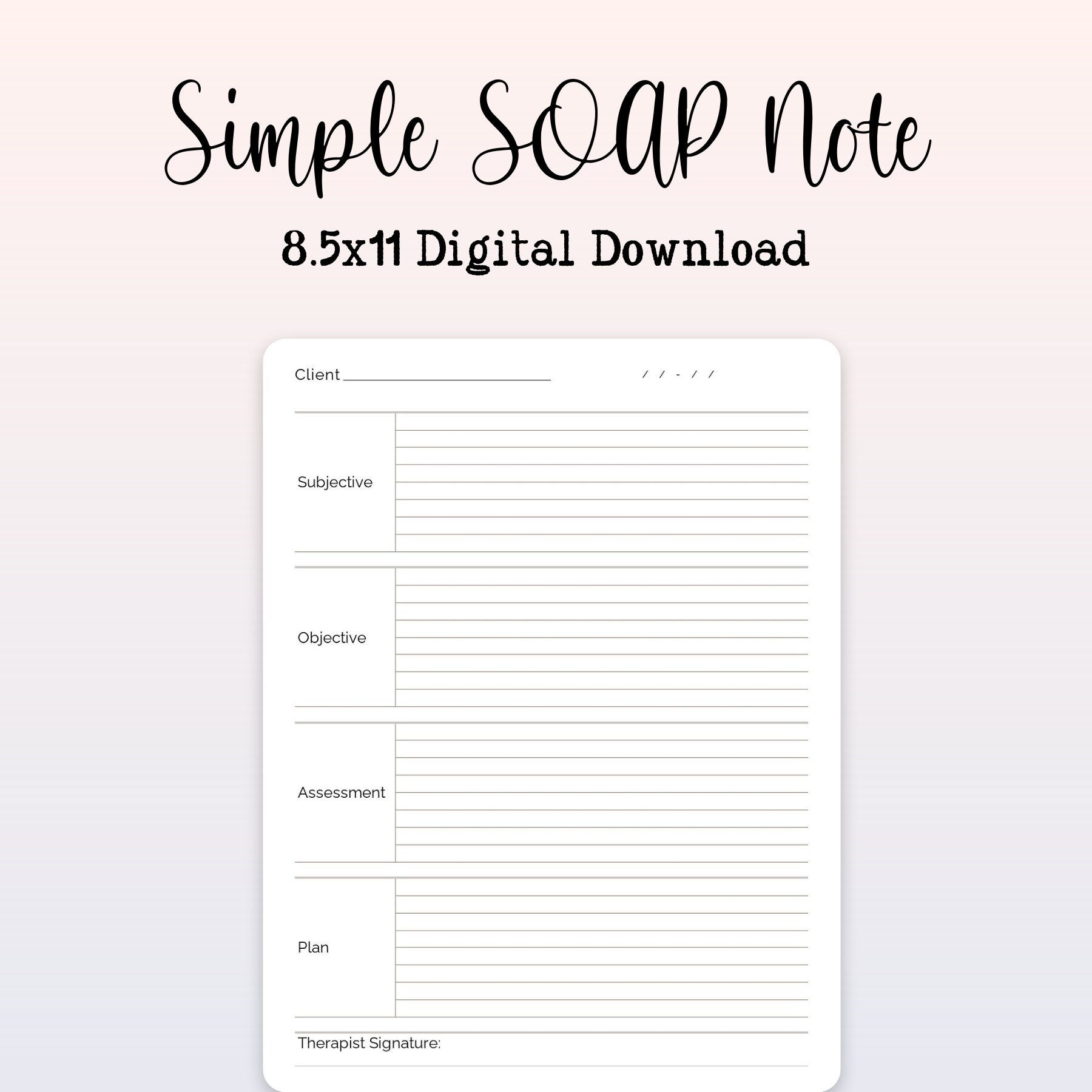 SOAP Note Template Simple Therapy Note Counselor Note Progress Note Etsy SOAP Note Template Simple Therapy Note Counselor Note Progress Note Etsy