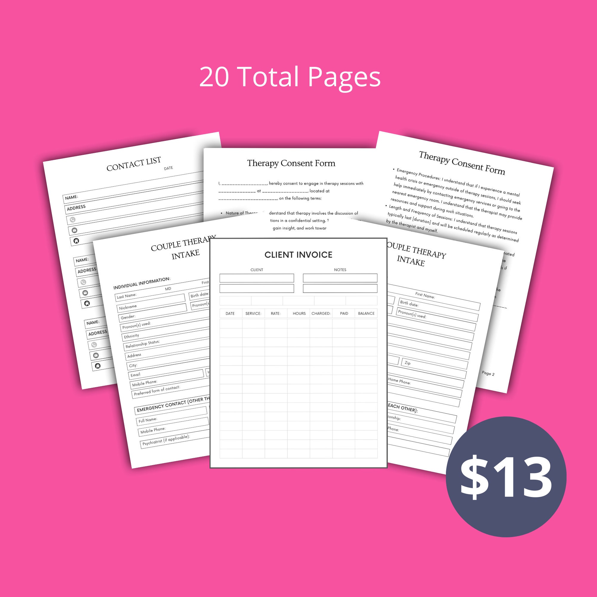 Packet Paper Work Simple Paperwork Packet for Therapists | Therapy Tools | Client Forms ...