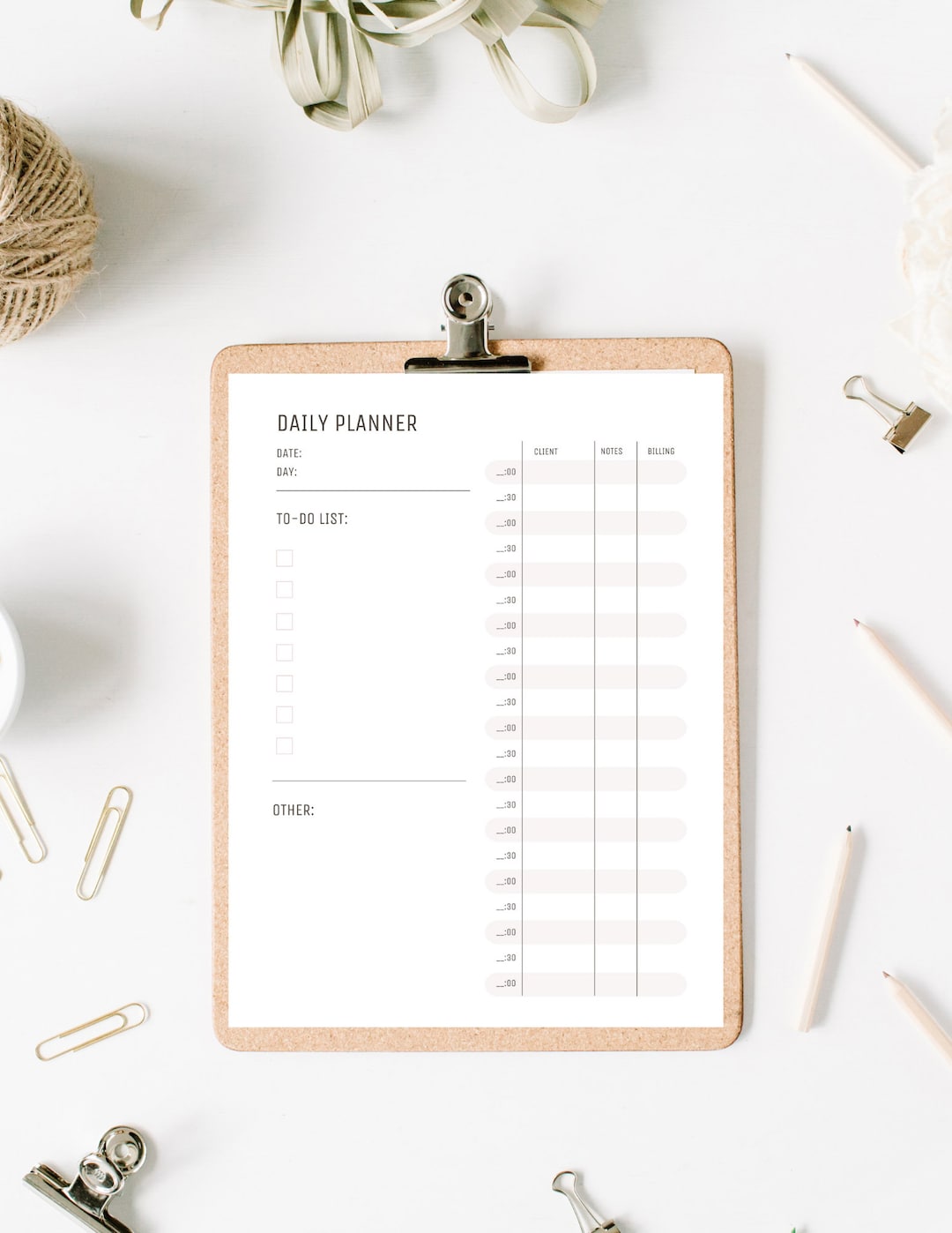 Daily Planner for Therapists Digital Organizer Instant Download Planner