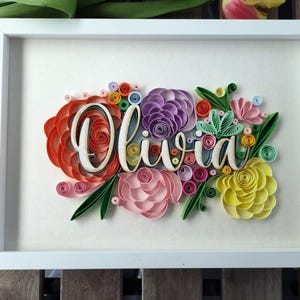 Nome personalizzato con quilling - Regalo personalizzato per lui/lei - Decorazione da parete - Regalo per compleanno, anniversario, ringraziamento, festa dell'amicizia