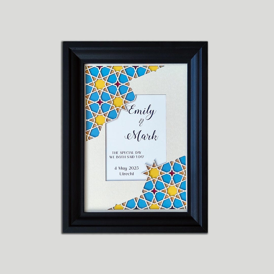Papercur Frame Personalized Wedding Date Papercut Frame: Handmade Geometric Art ...