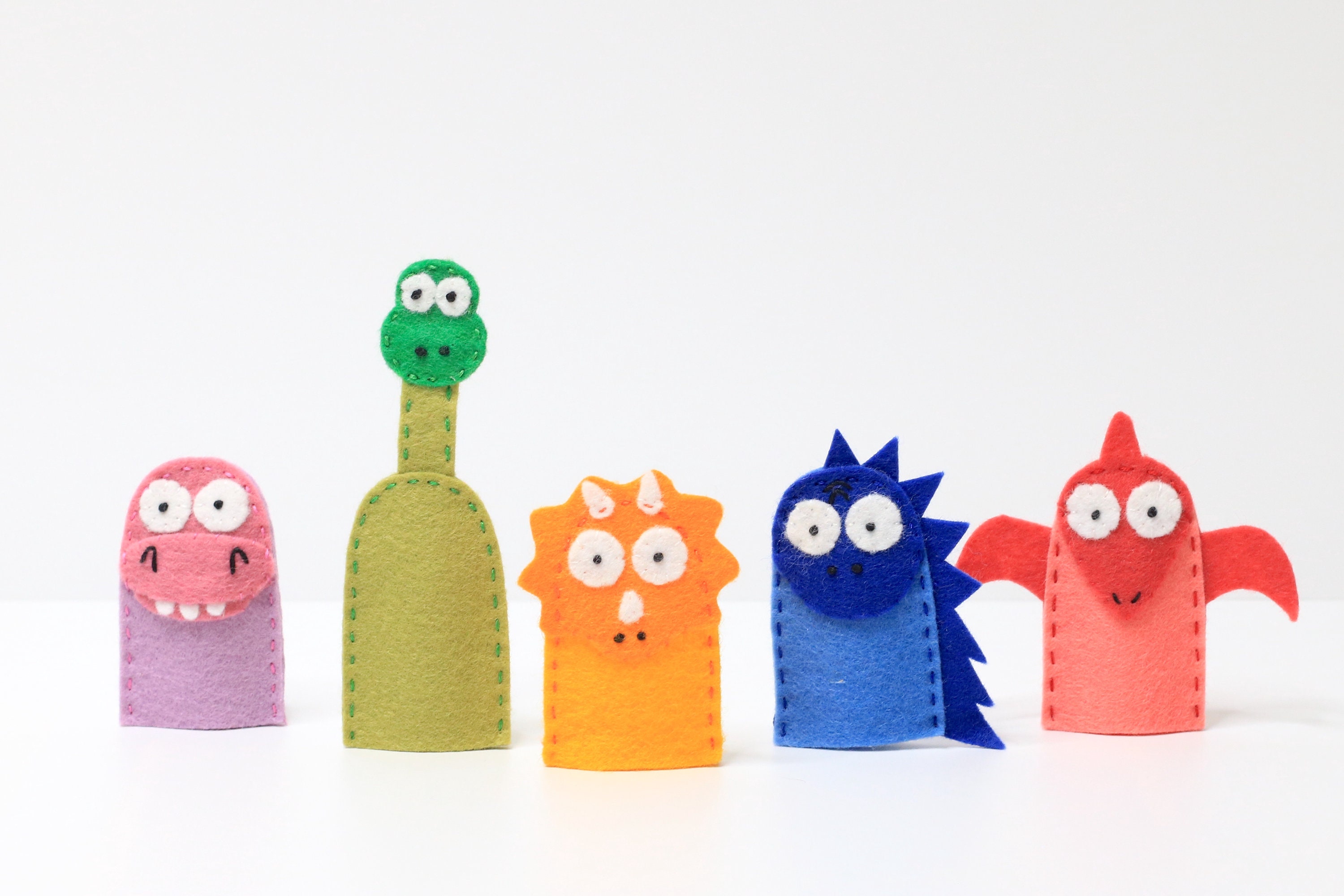 Cute Dinosaur Finger Puppet PDF Felt Pattern With SVG File Dinosaur