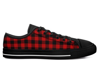 black and red checkered shoes