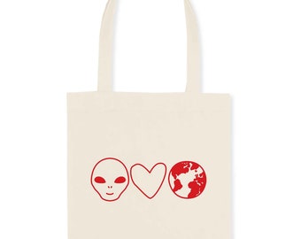 Organic Tote Bag - Aliens Love Earth