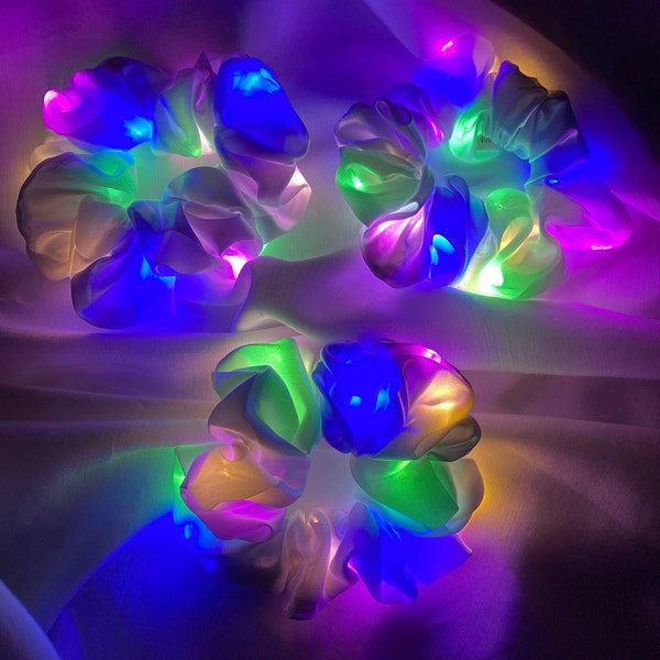 LED Scrunchie leuchtendes Haargummi Leuchten im Dunkel Party Festival blinkend Haarband Köln Cologne Lymoda