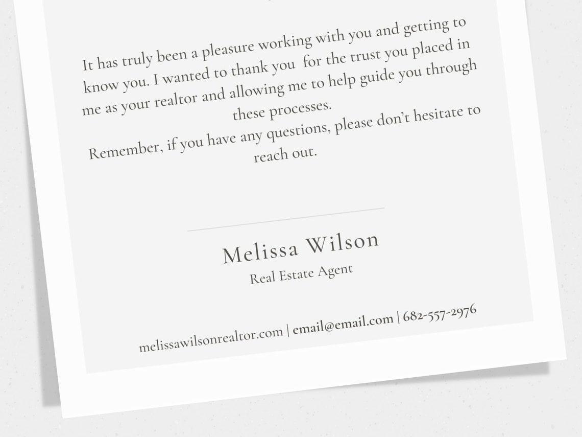 Thank You Card Template for Real Estate, 5x7 in | Real Estate Agent ...