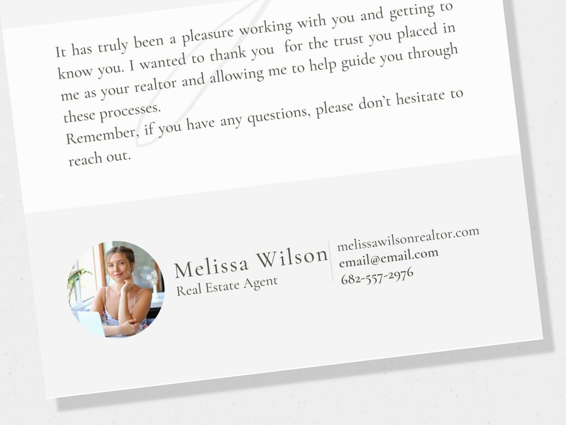 Thank You Real Estate Agent Card Template 5x7 in Realtor Etsy