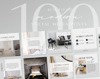 100 moderne Instagram Instagram-Vorlagen | Immo Social Media Templates Posts Canva, Realtor Marketing, Makler IG Inhalt