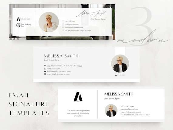 3 Email Signature Templates | realtor marketing, real estate agent, email editable template for any business tax mortgage specialist, lawyer