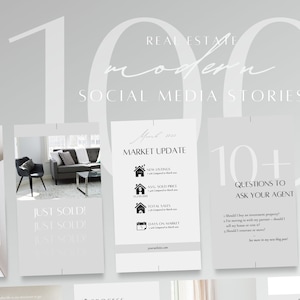 100 Modern Real Estate Instagram Stories Templates, Real Estate Social Media Templates Canva, Realtor Marketing, Real Estate Agent IG Story