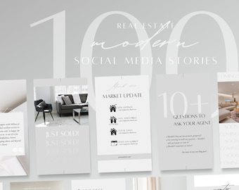 Real Estate Instagram Stories Templates: Modern Realtor Marketing (Canva, 100)