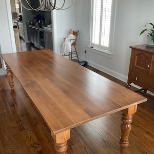 Farmhouse style spindle leg dining table | Solid hardwood table | Handmade table