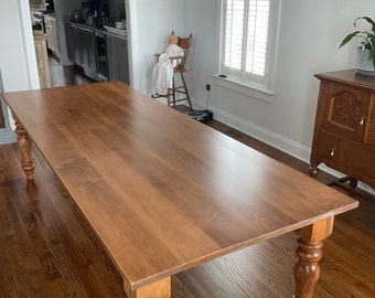 Farmhouse style spindle leg dining table | Solid hardwood table | Handmade table
