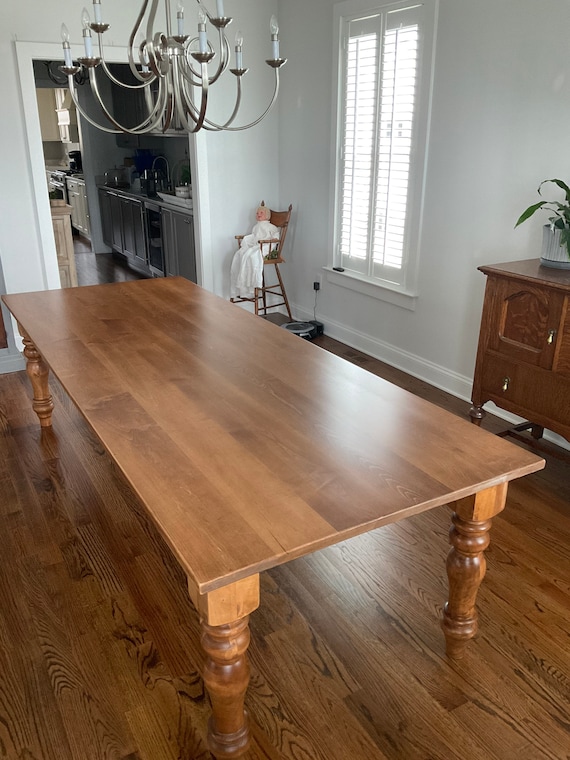 Farmhouse Style Spindle Leg Dining Table Solid Hardwood Table