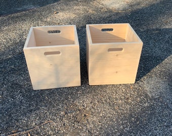 Solid wood Vinyl record storage box 14.5” x 14.5” x14”tall | solid wood crate