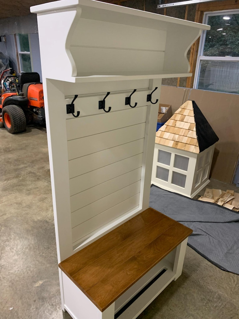 The shiplap entryway bench | Hall tree | Coat rack | Mudroom locker 画像 13