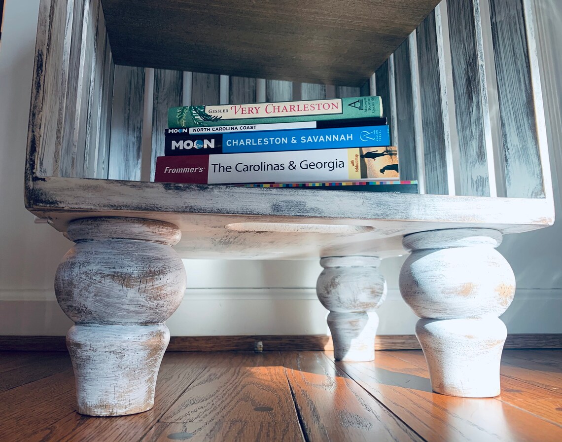 White Wash Accent Table/crate Etsy