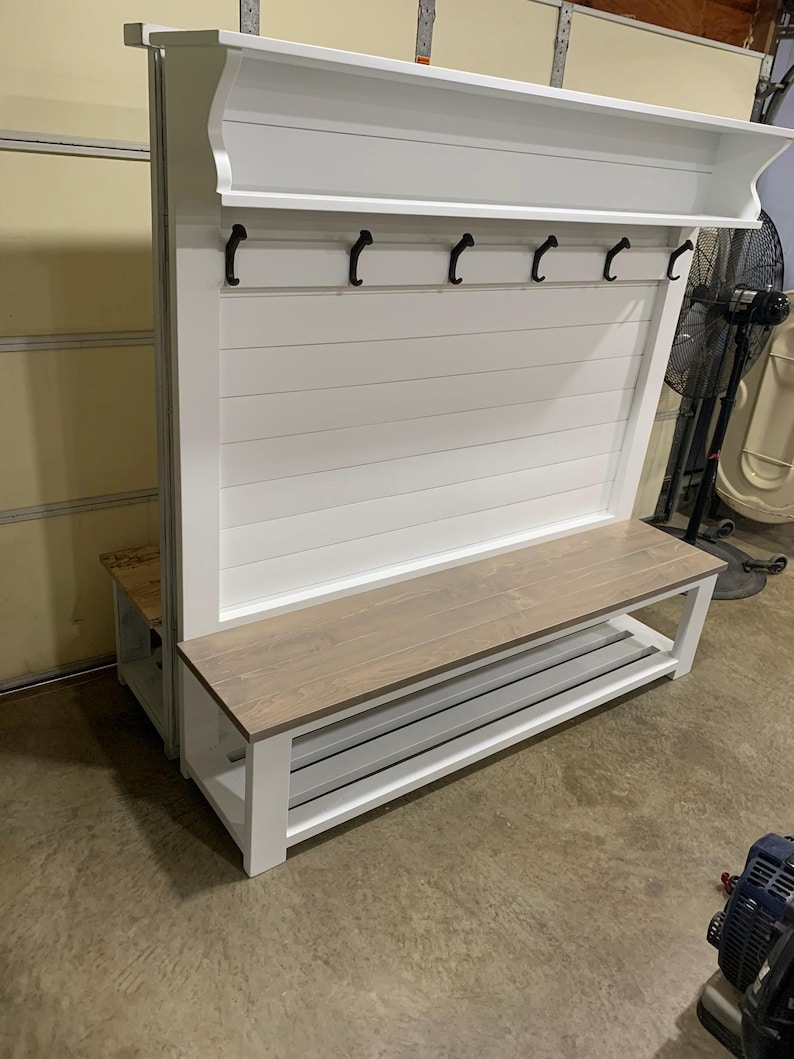 The shiplap entryway bench | Hall tree | Coat rack | Mudroom locker 画像 7