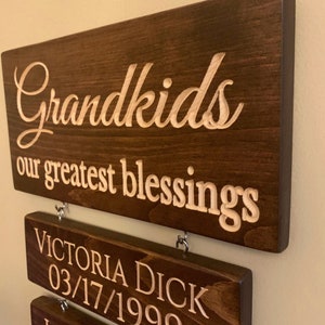 Engraved Grandparents Sign-Grandparents Sign w/names and Date of Birth
