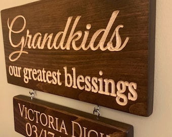 Engraved Grandparents Sign-Grandparents Sign w/names and Date of Birth