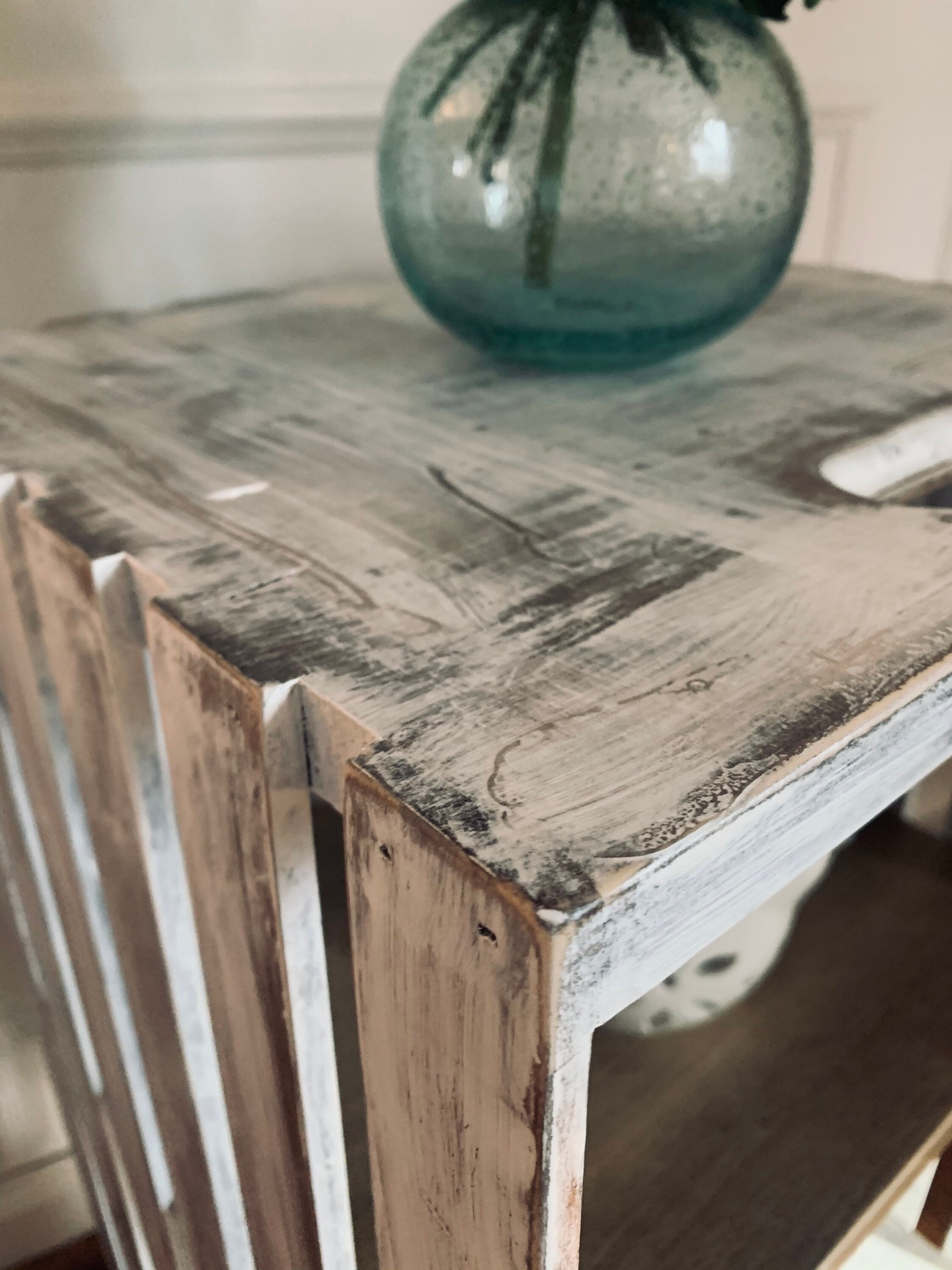 White Wash Accent Table/crate Etsy