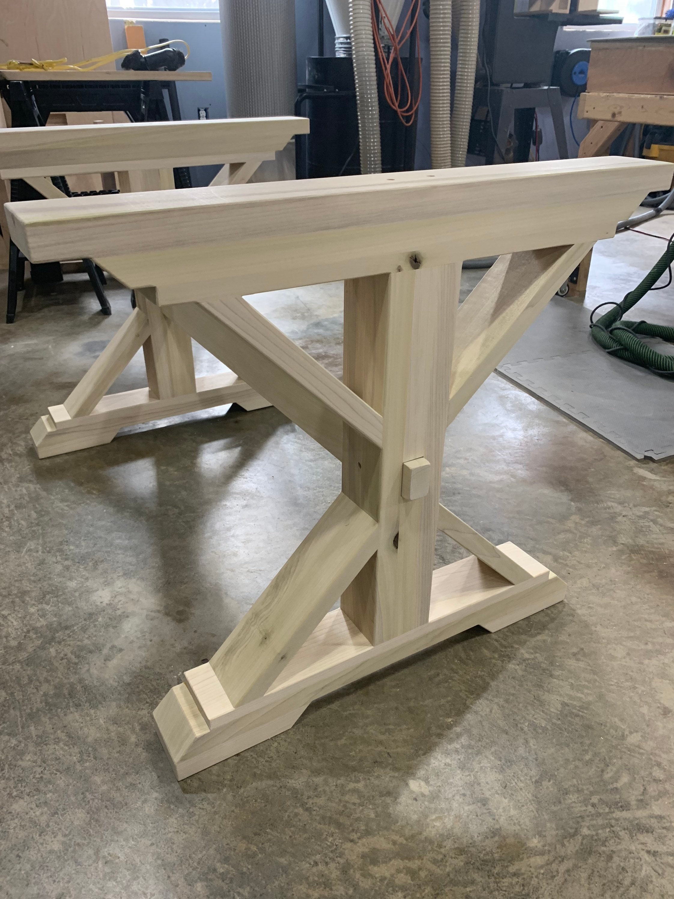 Dining table trestle legs deals
