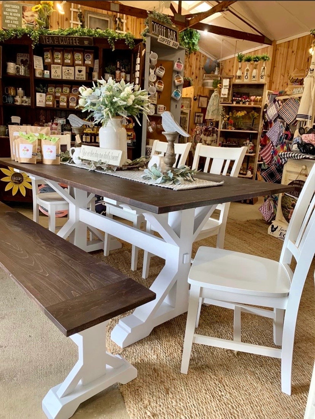 Handmade Trestle Dining Table | Solid Hardwood Farmhouse Table - Etsy