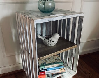 White Wash Accent Table/Crate