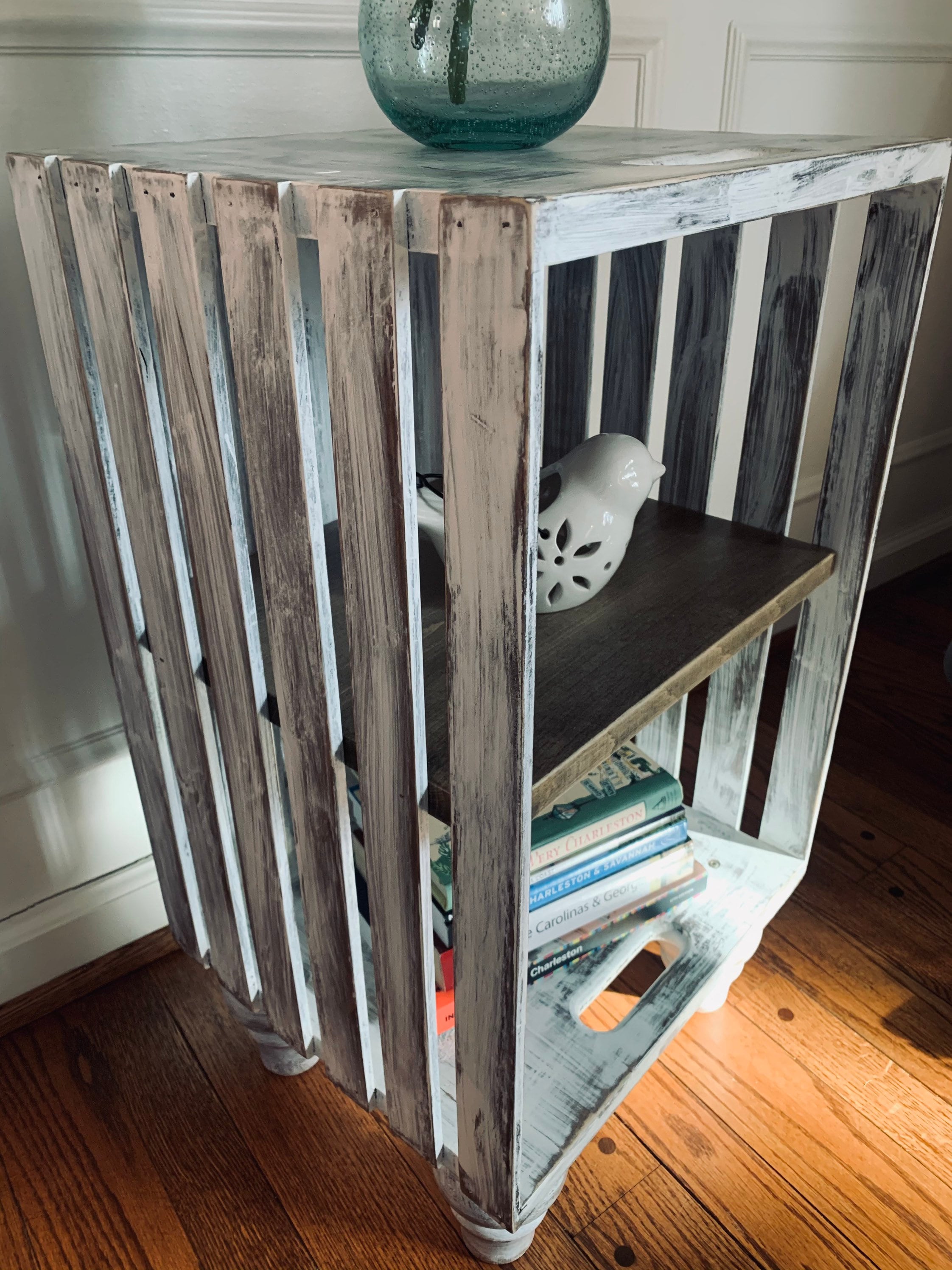 White Wash Accent Table/crate Etsy