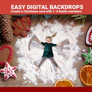 Cookie Cutter Digital Christmas Backdrop - Kids Flour Snow Angels