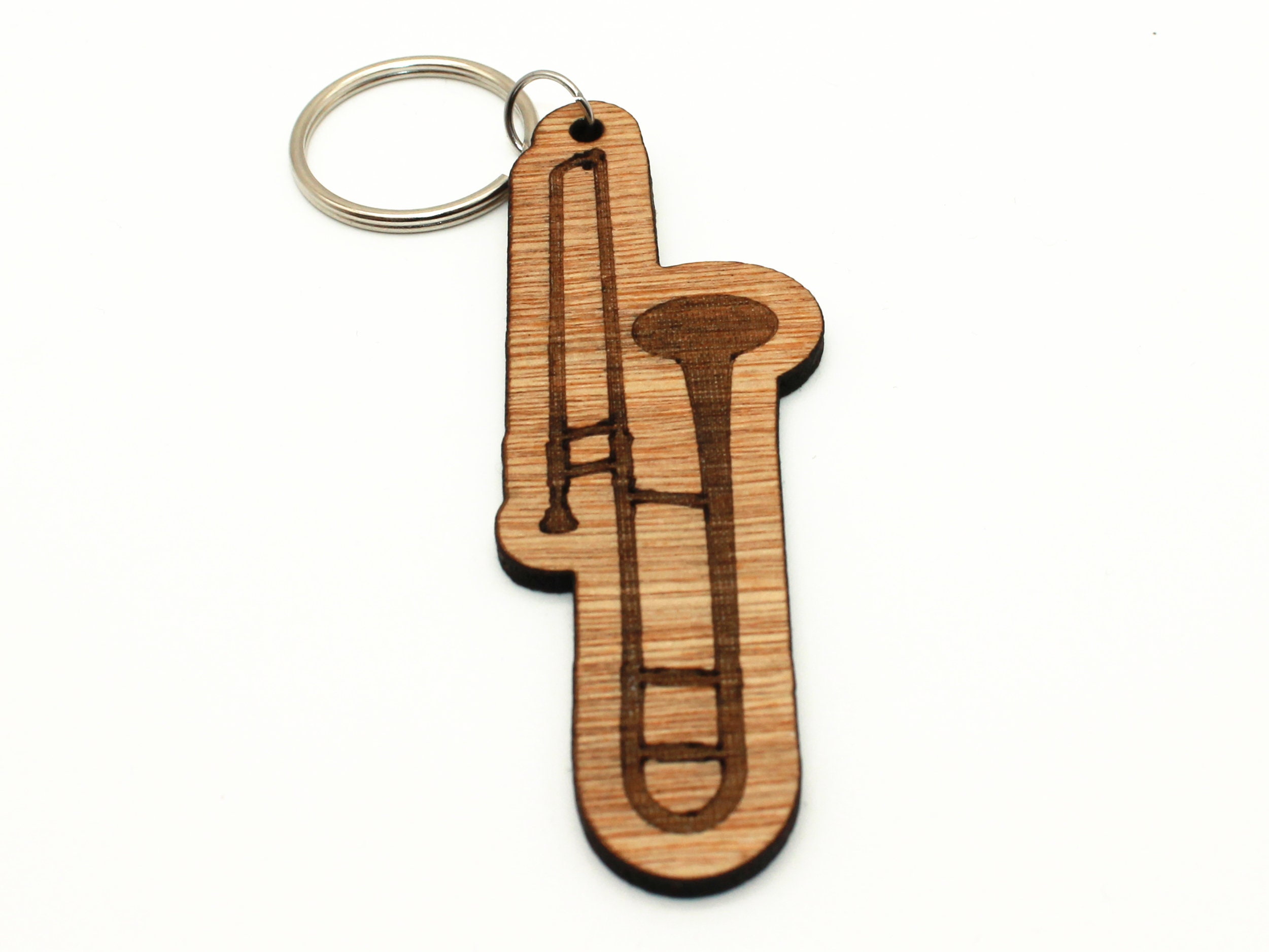 Personalised wooden Trombone key ring. Handmade brass Etsy