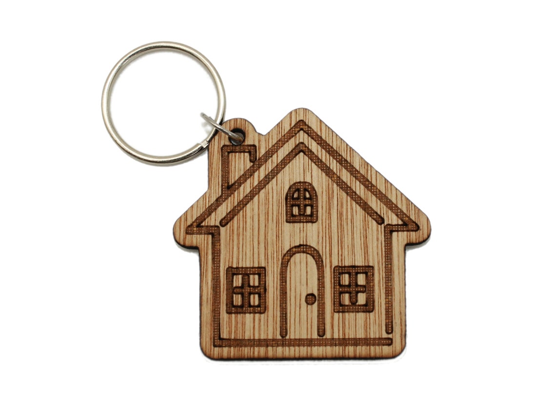 New home wooden house key ring. Personalised handmade wood Etsy