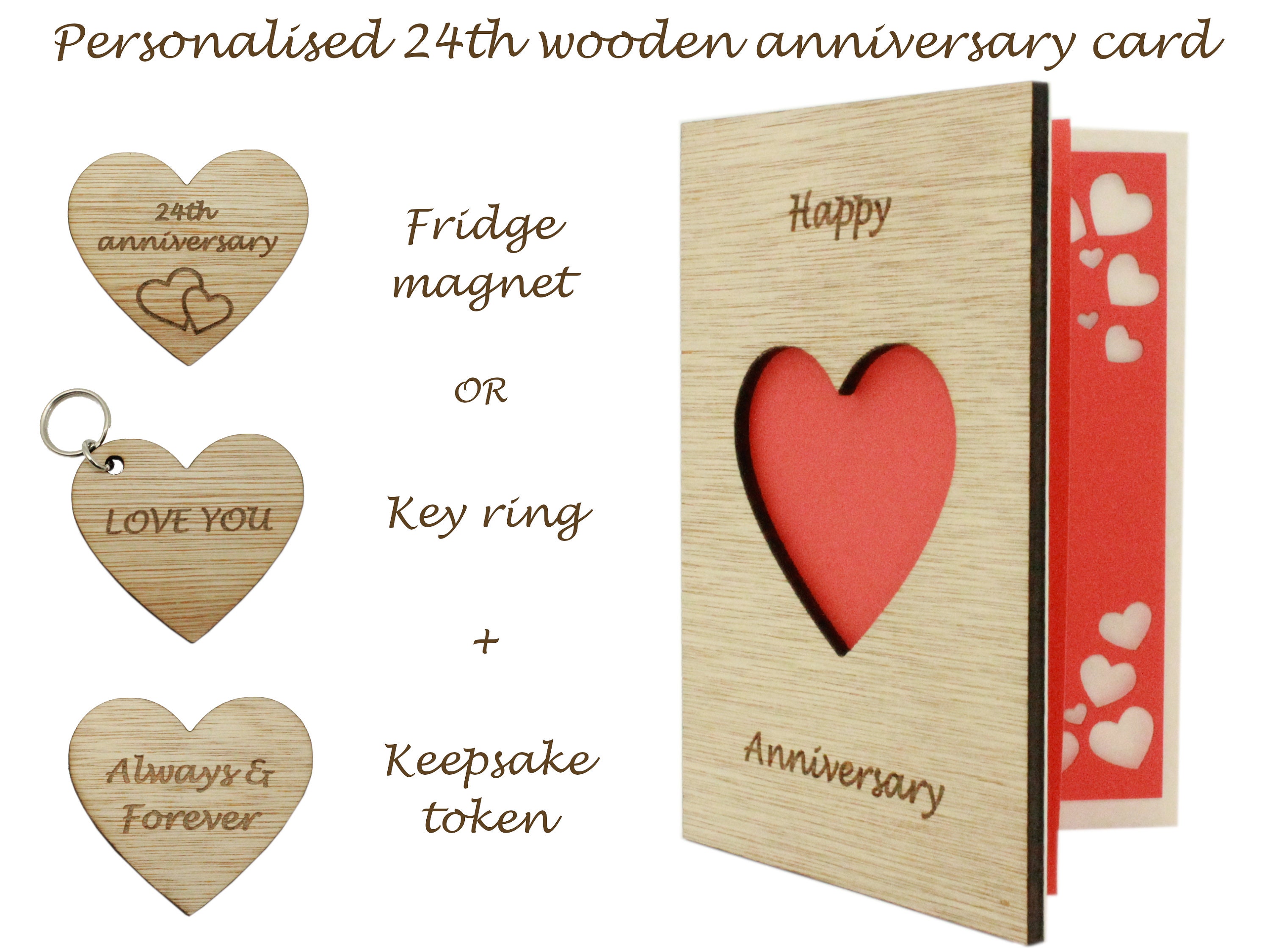 24. Jahrestagskarte personalisierte Holz-Grußkarte mit | Etsy