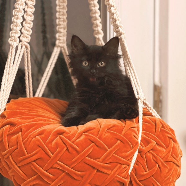 Macrame cat hammock | macrame cat bed | boho hanging cat bed