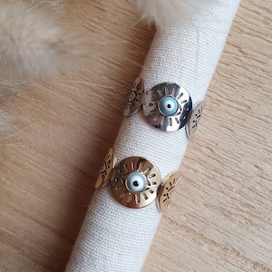 Anillo de ojos - anillo de ojos griego ajustable en acero inoxidable - anillo talismán - anillo de mujer - anillo de la suerte - anillo mati - regalo de mujer