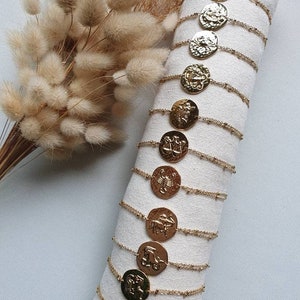 Astrological stainless steel bracelet - zodiac sign bracelet - adjustable gold stainless steel bracelet - zodiac sign gift